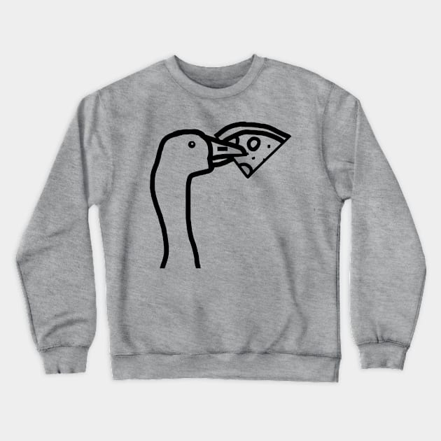 Portrait of a Goose Stealing Pizza Outline Crewneck Sweatshirt by ellenhenryart